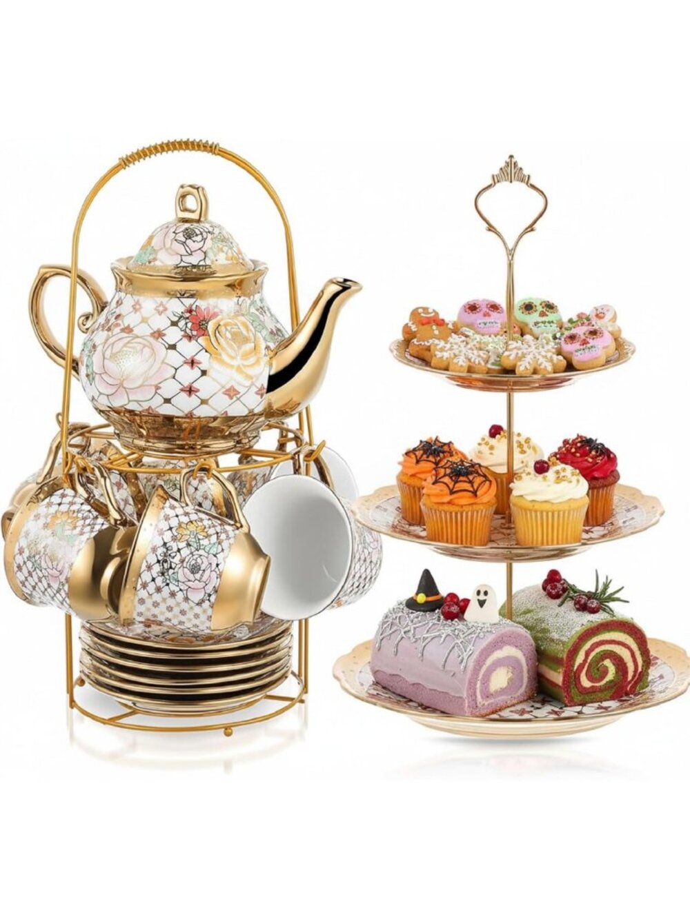 21-Piece Elegant Porcelain Tea Set for Women - Perfect for Tea Parties & Gifts